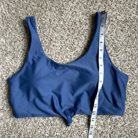🦋 Blue Tie Front Scoopneck Swim Top Large Bikini Vacation Beach Casual - Picture 3 of 6
